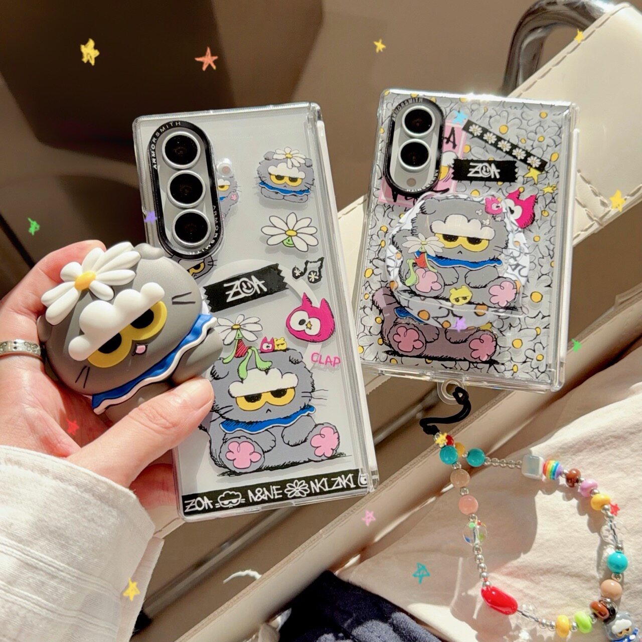 权志龙zoa猫咪磁吸手机壳适用三星Galaxy ZFlod8ultra折叠屏Zfold7中轴保护套Zfold8可爱卡通带