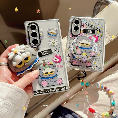 权志龙zoa猫咪磁吸手机壳适用三星Galaxy ZFlod8ultra折叠屏Zfold7中轴保护套Zfold8可爱卡通带挂绳支架硬壳