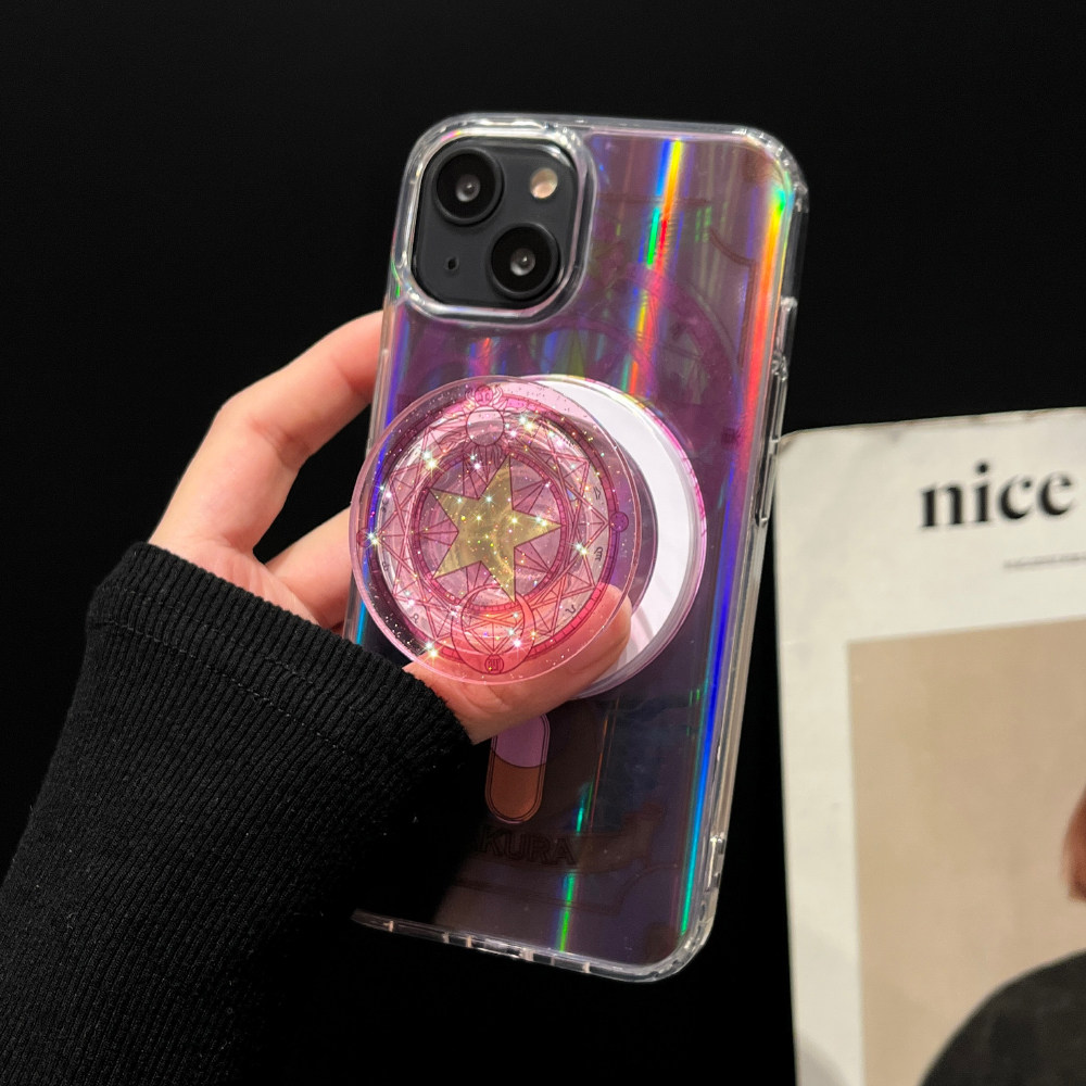 小樱魔法阵适用苹果15promax磁吸支架手机壳iPhone14镭射13magsafe无线充电12防摔11少女心pro动
