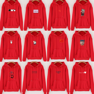 18春装13少女孩15初中生学生卫衣16岁带帽上衣17加厚加薄绒19红色