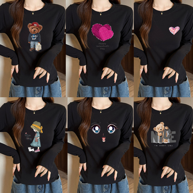 大码胖mm遮肚子显瘦甜美弧形下摆t恤女新款洋气上衣黑色搞怪印花T