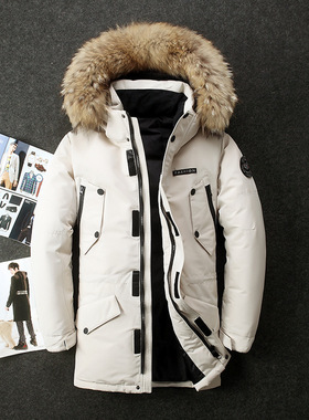 【外贸跨境】新款防寒服男中长款男士冬季加厚外套毛领户外冬装