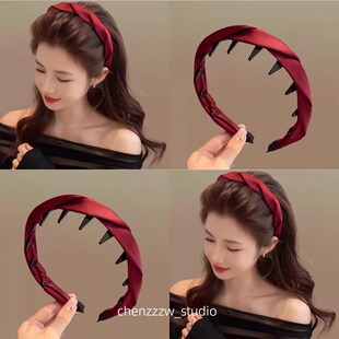 红色发箍女款2026新款早春高颅顶洗脸专用发箍带齿压发夹装扮用品