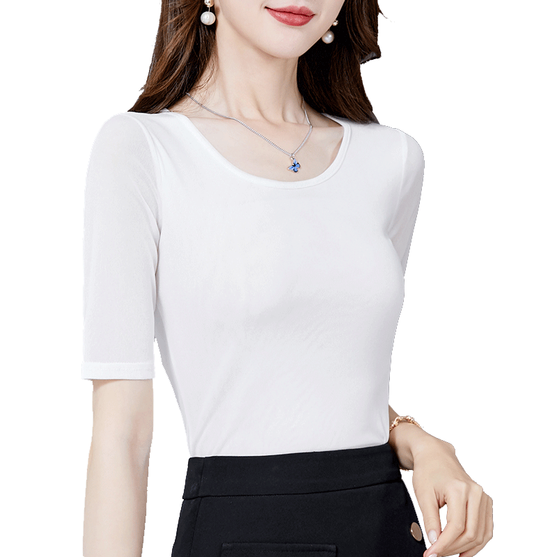 圆领网纱打底衫长袖秋季弹力透气速干上衣女薄纱衣T恤舞蹈瑜伽服