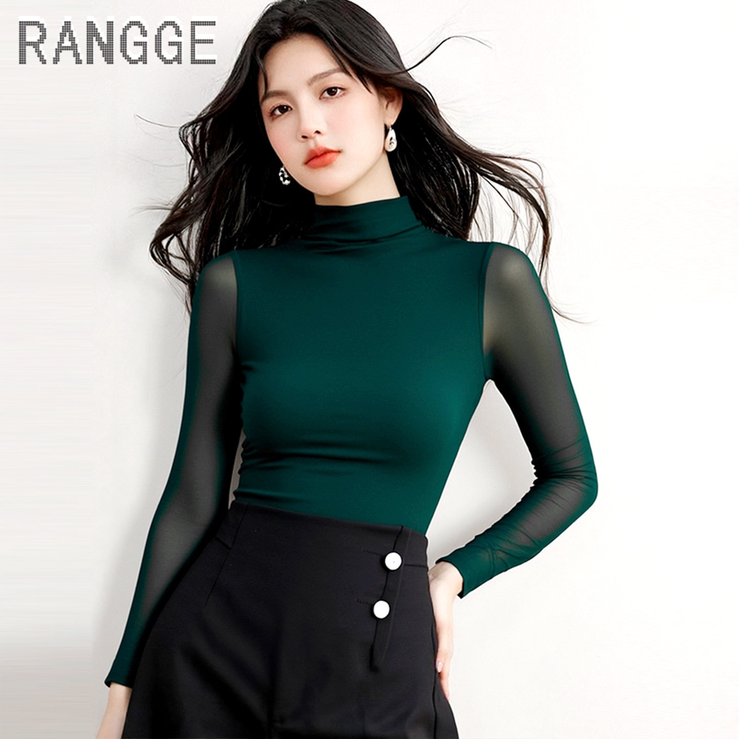 高弹力记忆网纱打底衫3年不变形