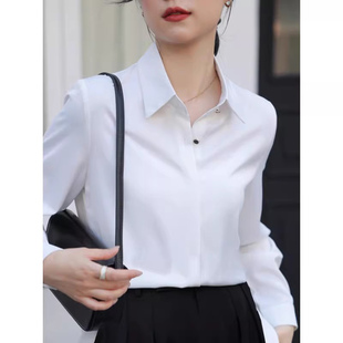 白衬衫女2026春季新款公务员大学生面试职业正装衬衣抗皱缎面上衣