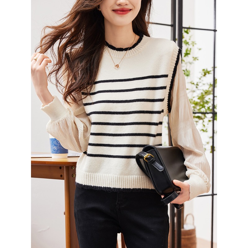 假两件针织衫女巨好看的内搭上衣