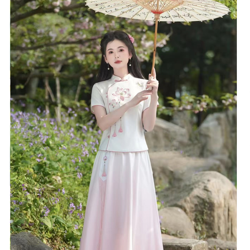 新中式日常汉服套装裙少女年轻款
