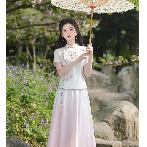新中式日常汉服套装裙少女年轻款