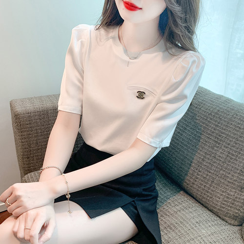 短袖t恤女夏季山茶花小香风上衣