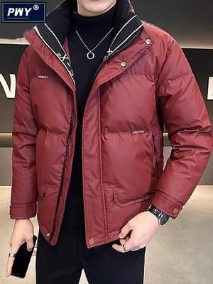 潮牌本命年红色羽绒服男士冬季2025新款保暖外套潮流加厚袄子男款