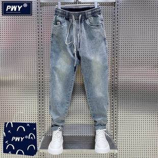 宽松直筒弹力哈伦休闲老爹裤 潮牌美式 2025新款 男春秋季 复古牛仔裤