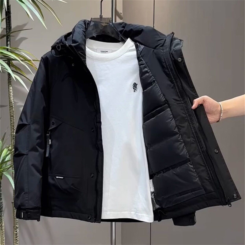 潮牌高端工装羽绒服男冬季保暖防寒加厚冲锋衣白鸭绒连帽休闲外套