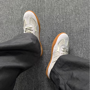 德训鞋男款休闲板鞋通勤训练鞋平底翻毛皮鞋百搭英伦cleanfit鞋子