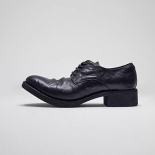 高跟尖头德比鞋男翘头潮款休闲小众厚底增高巫师鞋模特走秀皮鞋男