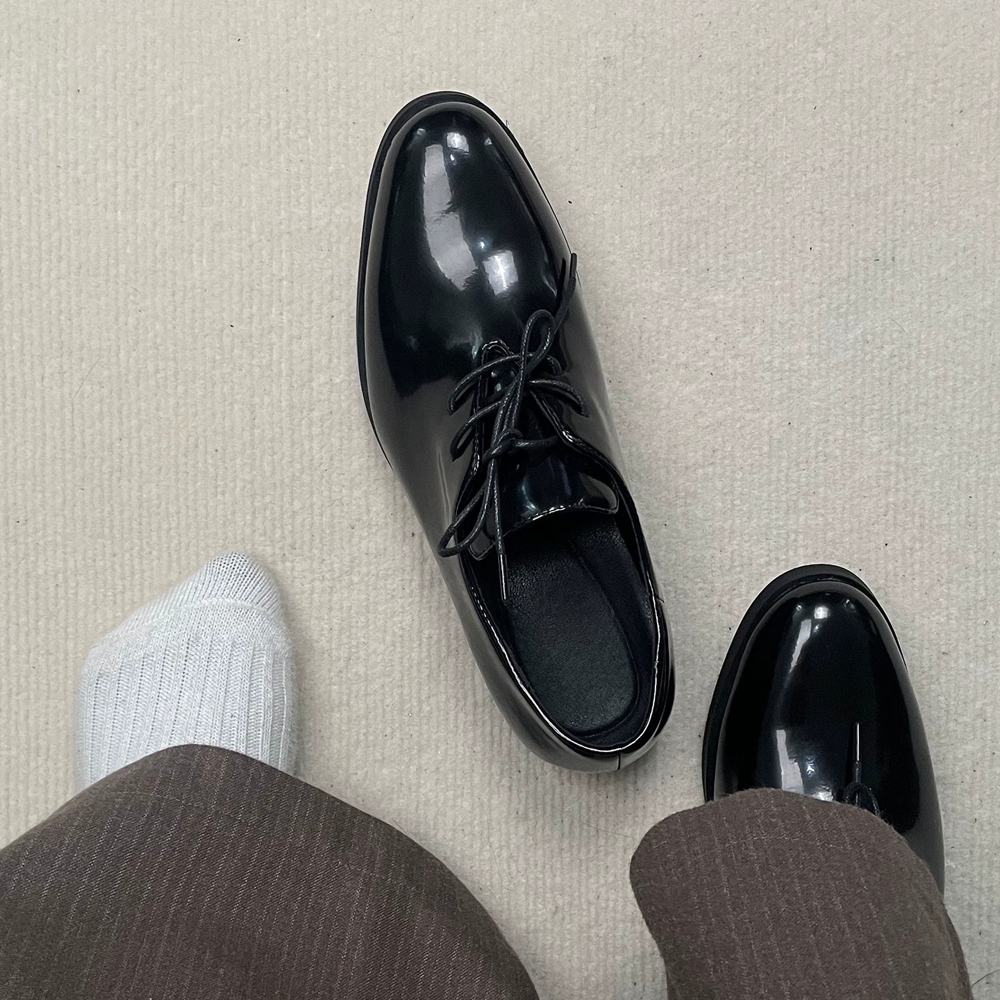 cleanfit老钱风通勤德比鞋男百搭高级感薄底休闲隐形增高尖头皮鞋图片