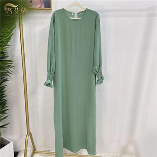 2024亚马逊中东迪拜土耳其纯色大码女装连衣裙Muslim dress