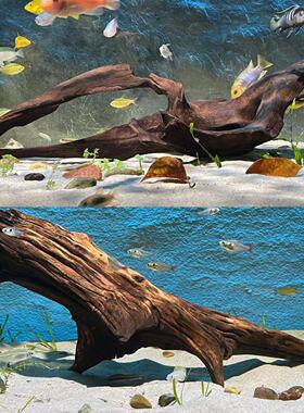 紫柚木20-40cm拱桥型小米鱼缸沉木造景摆件天然树桩晒龟台木小号