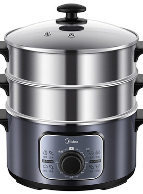 美的MZ-ZG26Easy401电蒸锅三层不锈钢蒸煮涮焖炖10升大容量旋钮