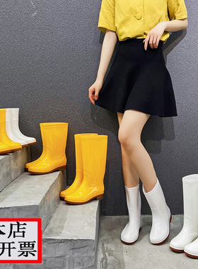 雨鞋女成人工作中高筒长筒时尚款雨靴防水防滑胶靴高帮厚底水靴女