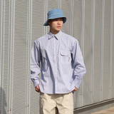 2024春款日系复古CityBoy条纹长袖衬衫男女宽松工装衬衣CS06P75，男装衬衫，电商A400（原B301）