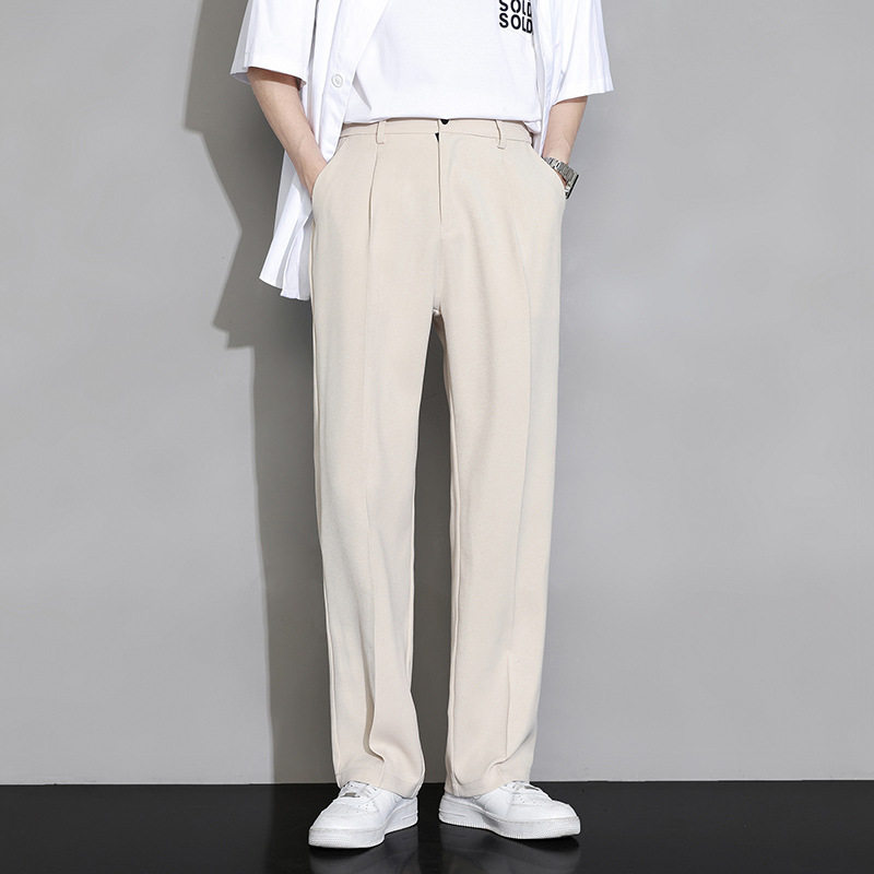 西裤男夏季薄款阔腿直筒宽松休闲长裤高级感垂坠感西装裤子818P58,男装西裤,电商A400（原B301）
