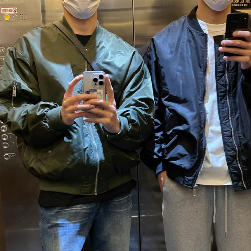 飞行员夹克纯色中性棉服复古美式外套男春秋薄厚款帅气0811P125,男装夹克,电商A400（原B301）
