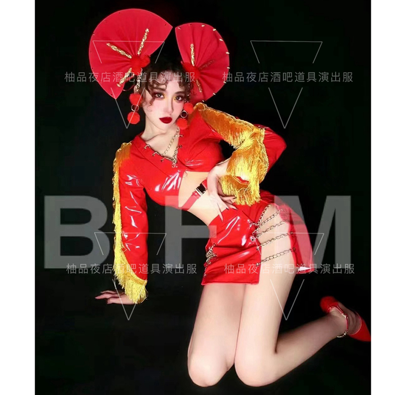 定制柚品演出服夜店酒吧新年红色