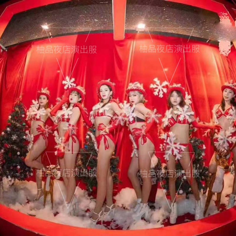 圣诞节夜店酒吧雪花头饰表演服