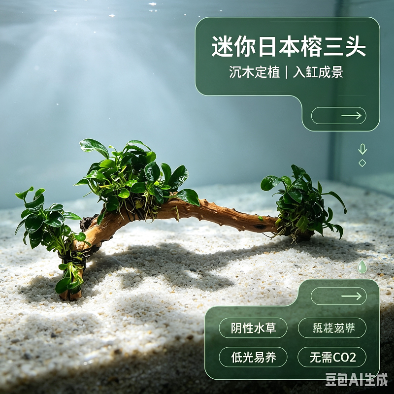 迷你水榕沉木入缸成景免绑免种自然沉木鲜活水草新手友好