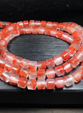 天然南红玛瑙九口料高冰直筒108佛珠手串精品多圈手链百搭项链女