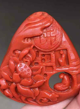 精品凉山南红瓦西料吊坠满色满肉雕工精细质感细腻挂件百搭时尚男