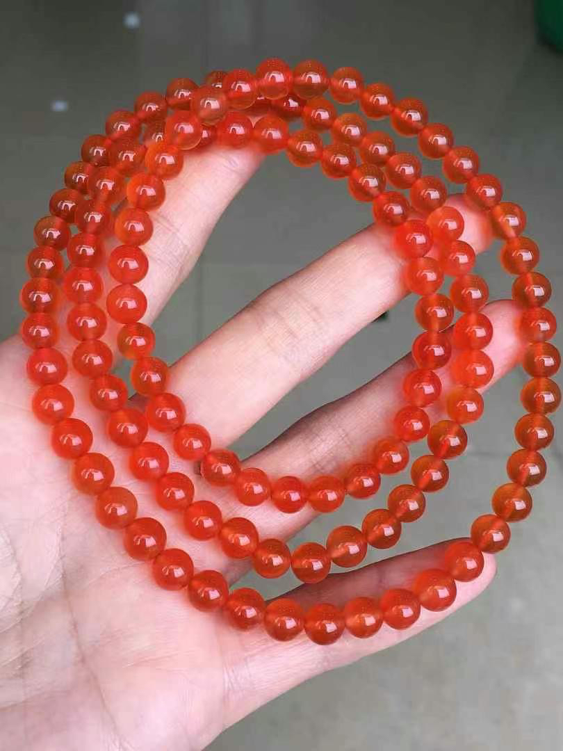 精品南红保山河湾冰红108颗佛珠盐源和田玉碧玉手镯锁骨链手串女