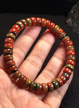天然南红包浆精工隔片手串1234567890㎜手链满肉满色辣椒锦红包浆