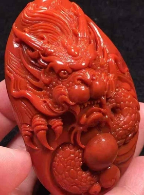 凉山南红玛瑙瓦西料龙雕刻件吊坠挂件男女款玉石收藏级别正宗玉石