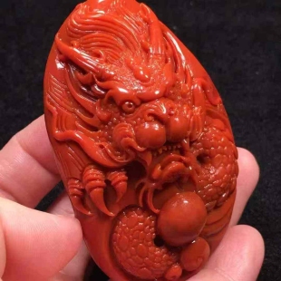 凉山南红玛瑙瓦西料龙雕刻件吊坠挂件男女款 玉石收藏级别正宗玉石