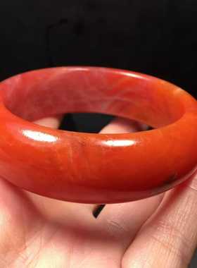 保山南红玛瑙手镯内径58.6㎜柿子红珠宝古玩收藏旧物件手串