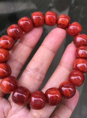 瓦西料南红老型手串单珠多宝文玩饰品1234567890㎜手链满肉百搭男