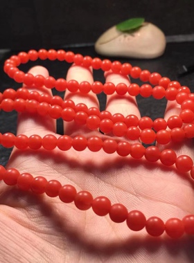 天然保山南红玛瑙柿子红佛珠长链满肉6㎜流行时尚饰品女款精美