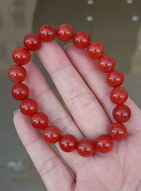 天然南红柿子红单圈手串单珠多宝文玩饰品1234567890㎜手链百搭女