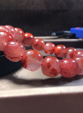 川料瓦西南红火焰老型手串冰底飘花单圈随行手链百搭时尚佛珠男女