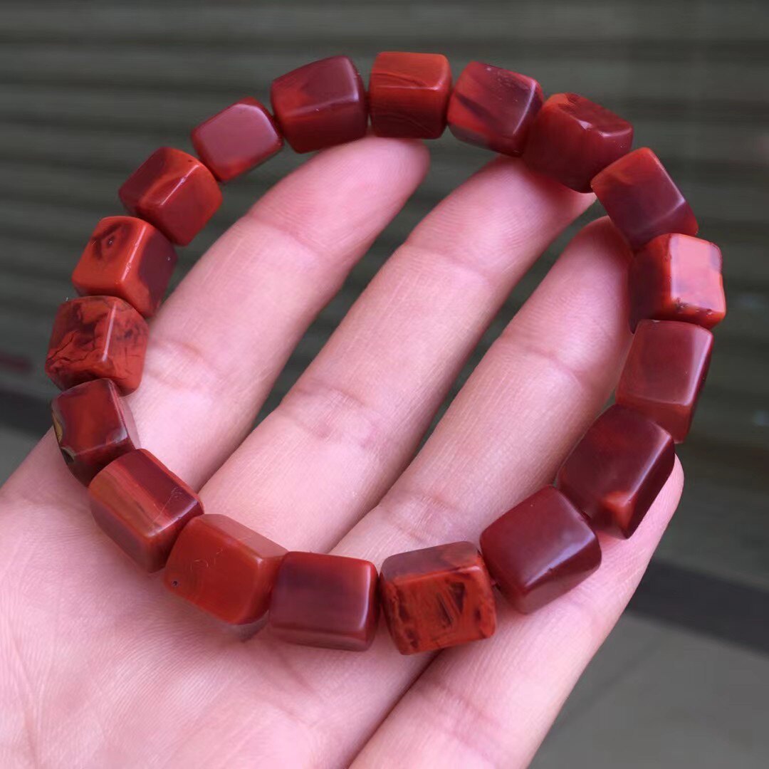 瓦西料南红方糖手串手链达摩大日如来绿松石手串闺蜜礼物佛珠男女