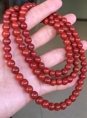 瓦西南红满肉火焰红108佛珠手链吊坠牡丹花莲花回纹老型珠百搭女