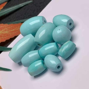 天然原矿绿松石桶珠古珠圆珠配饰diy原创设计编织饰品手串手链男