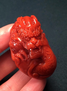 川料南红精雕龙吊坠盐源玛瑙耳坠环戒指天珠三通复古背云流行时尚