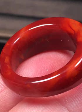 瓦西南红玫红火焰纹戒圈耳坠环戒指天珠三通复古背云流行时尚男女