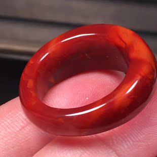 瓦西南红玫红火焰纹戒圈耳坠环戒指天珠三通复古背云流行时尚男女