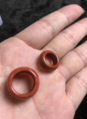 跑环南红玛瑙一对10㎜和13.8㎜满肉满色柿子红配饰精美复古