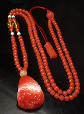 保山南红莲花吊坠毛衣链项链盐源耳坠环戒指三通复古背云流行时尚