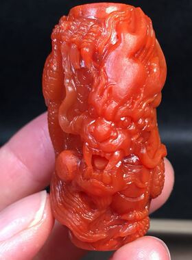 南红玛瑙保山龙柱满色满肉柿子红男女款饰品古风配饰手把件吊坠